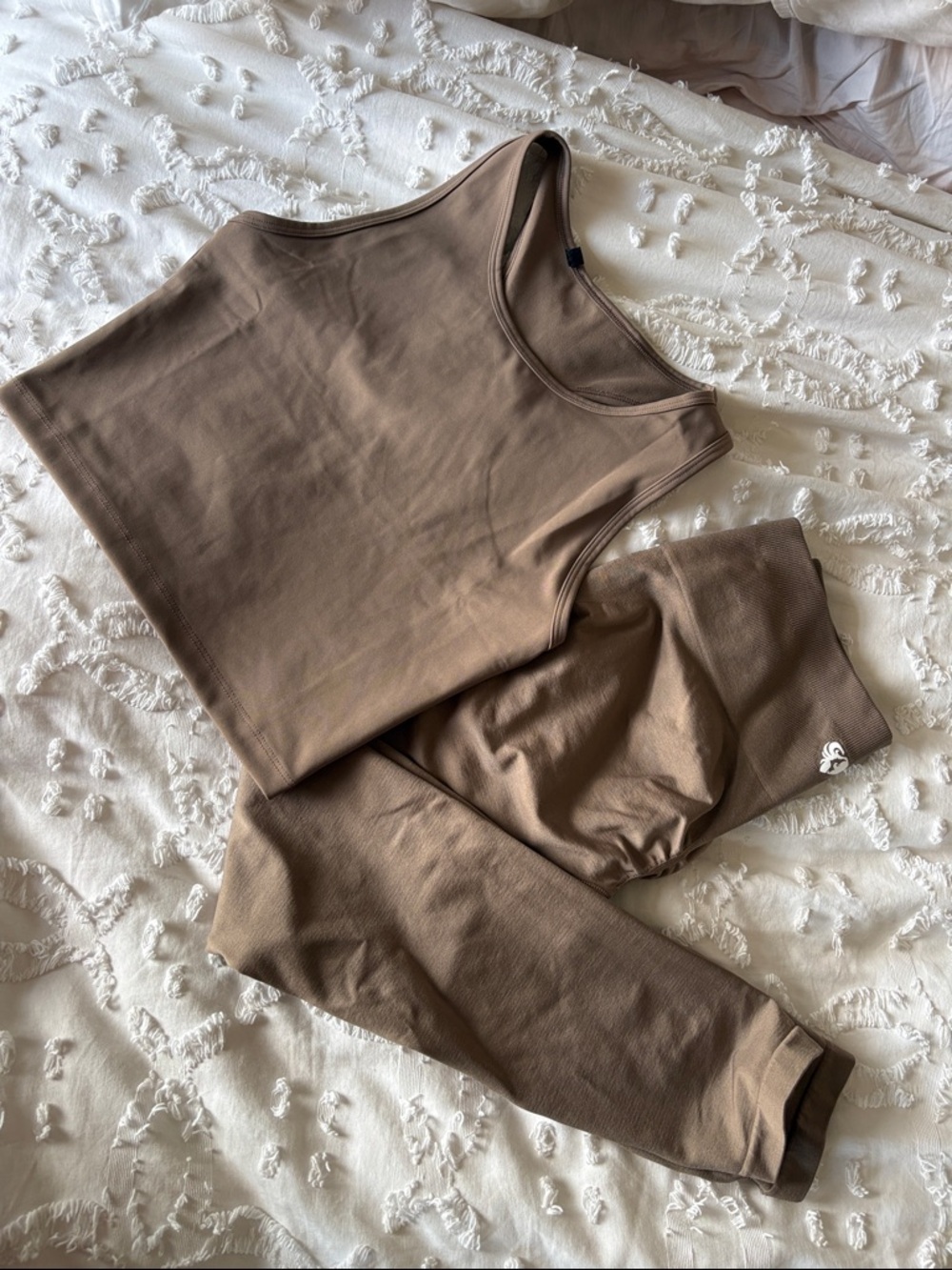 Women’s High-Waist Brown Leggings & Tank Set